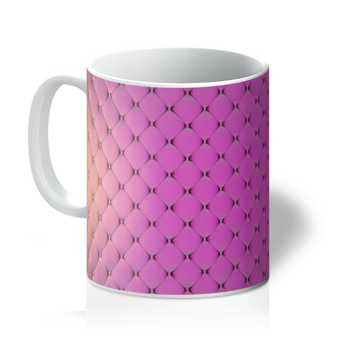 Pink-yellow quilted surface (ceramic mug)