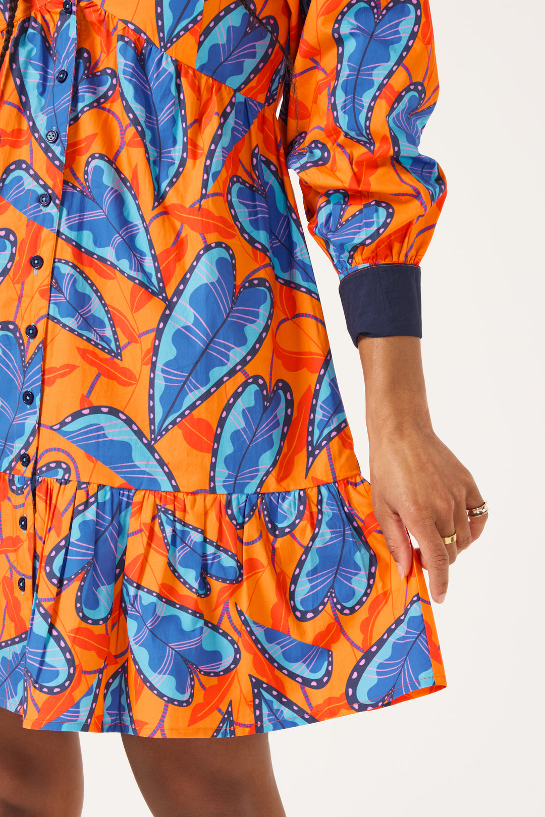 Orange & Blue Jungle Tiered Dress