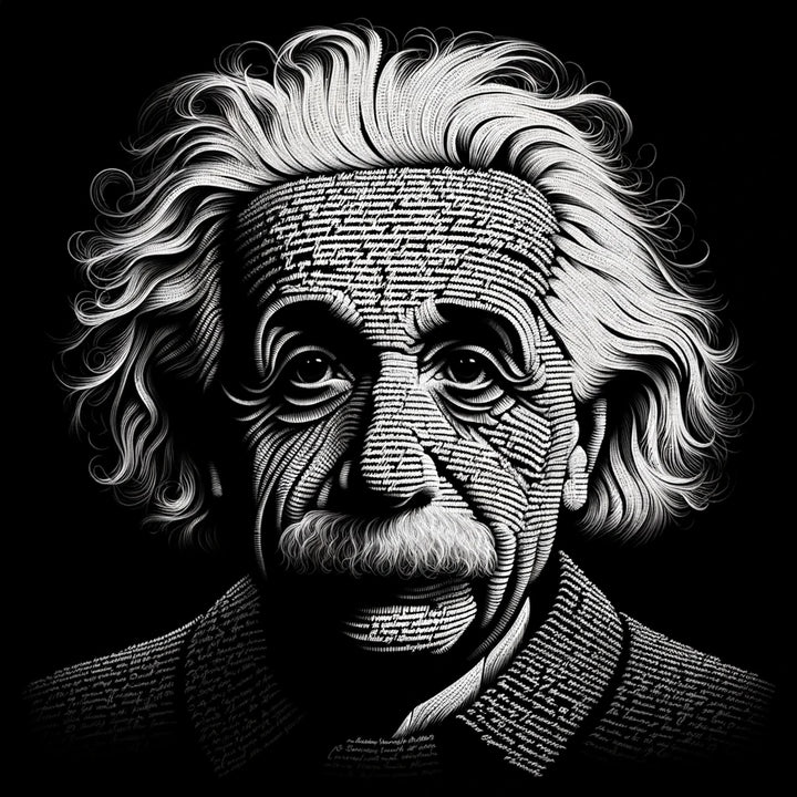 portrait of Albert Einstein using only the equation E=mc² written repeatedly.