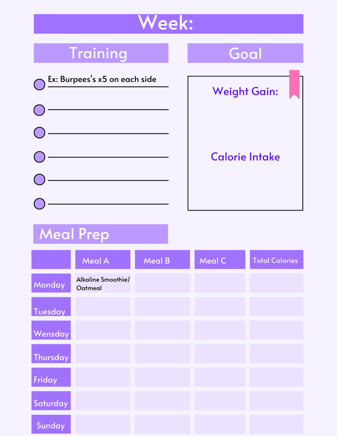 Dietary Journal- Weight Gain Edition