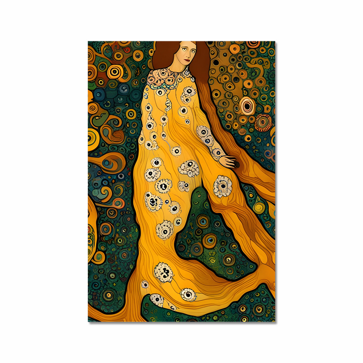 Artistic Symphony: Lady in Golden Dress by Klimt and van Gogh