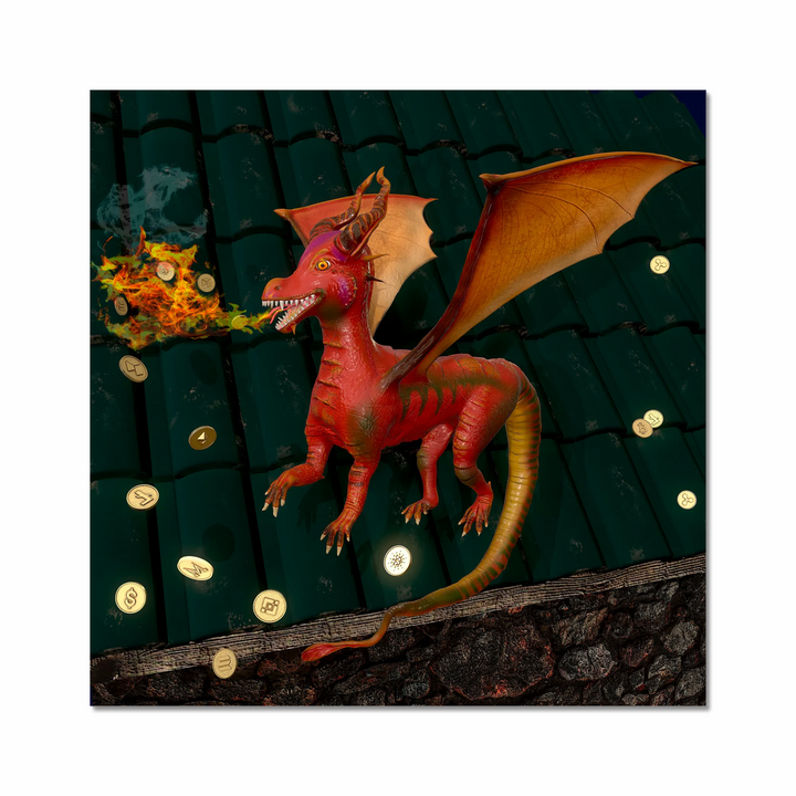 Cheerful red dragon - crypto steelmaker 3D art (poster)