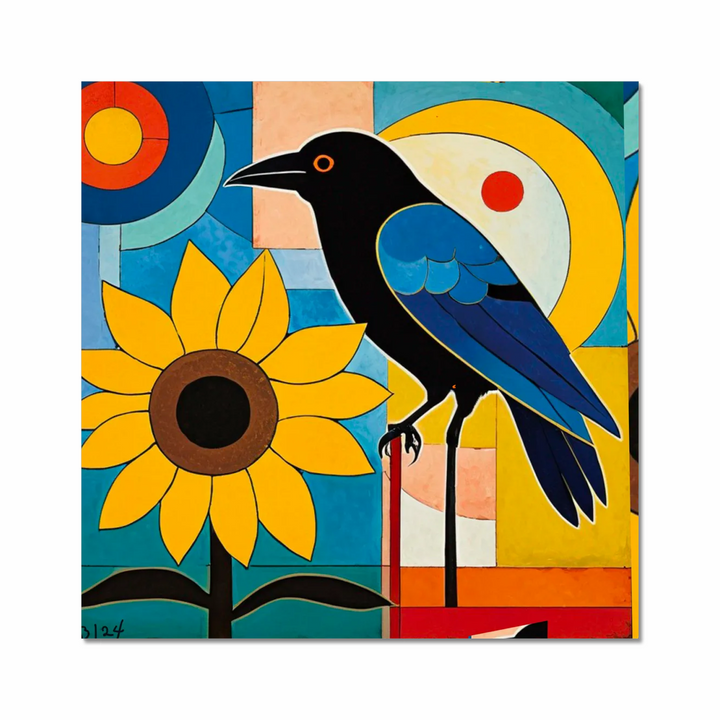 Raven and Sunflower 1 Fine Art