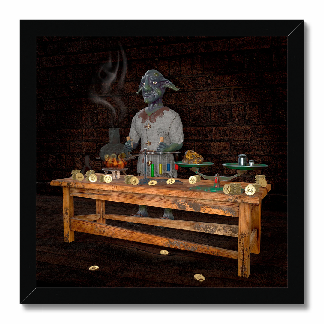 Brooding goblin - crypto alchemist 3D art (poster)