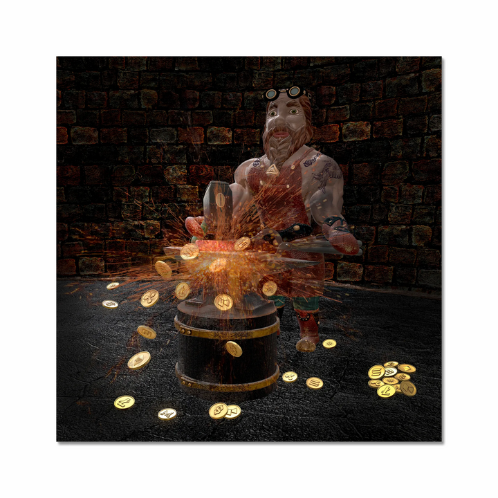 Dwarf - skilled crypto blacksmith 3D art (poster)