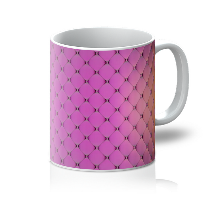 Pink-yellow quilted surface (ceramic mug)