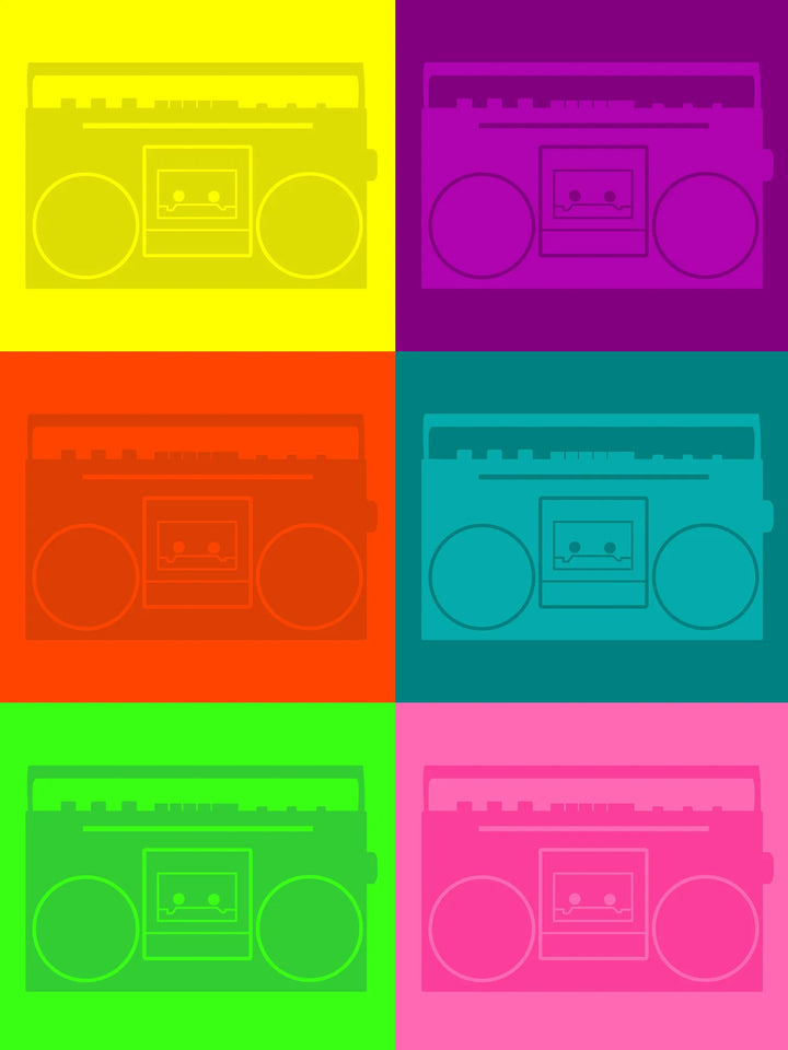 BOOM BOX SILHOUETTES – Funky Fresh, Digital Art, Print Ready, High Resolution, Digital Download, Nostalgia Art, Nostalgic Series, Art Print