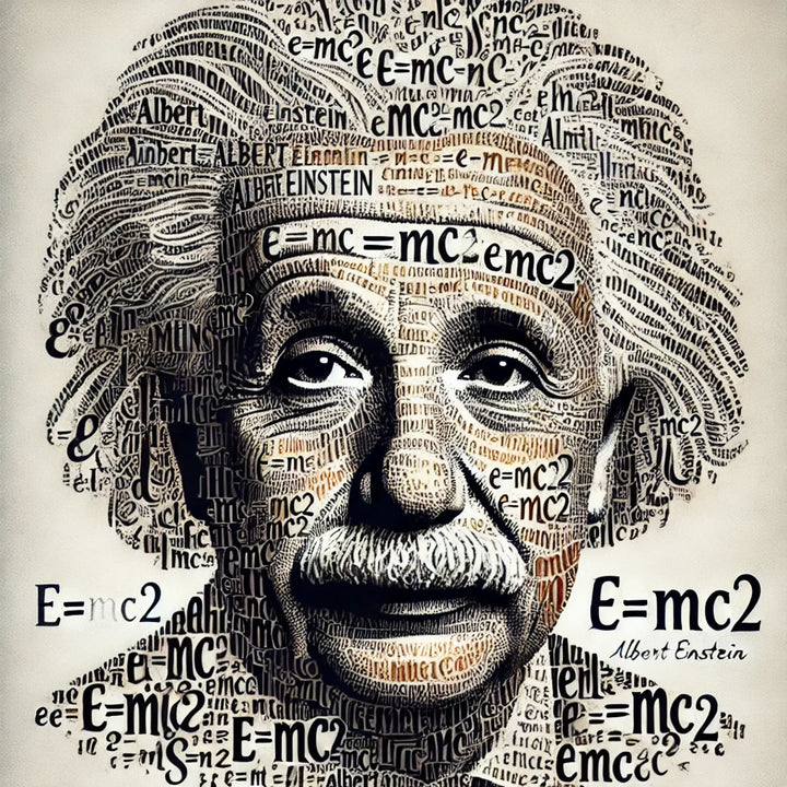 portrait of Albert Einstein using only the equation E=mc² written repeatedly.