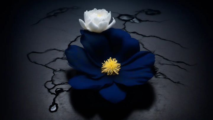 Blue Flower on Pitch