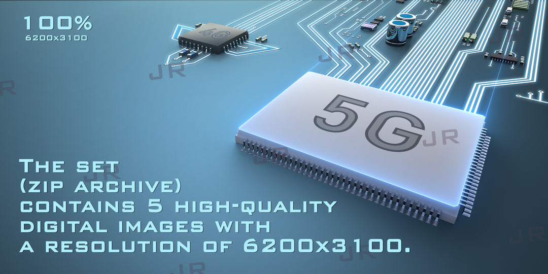 The race of communication processors - 3G, 4G, 5G. (5 digital images)