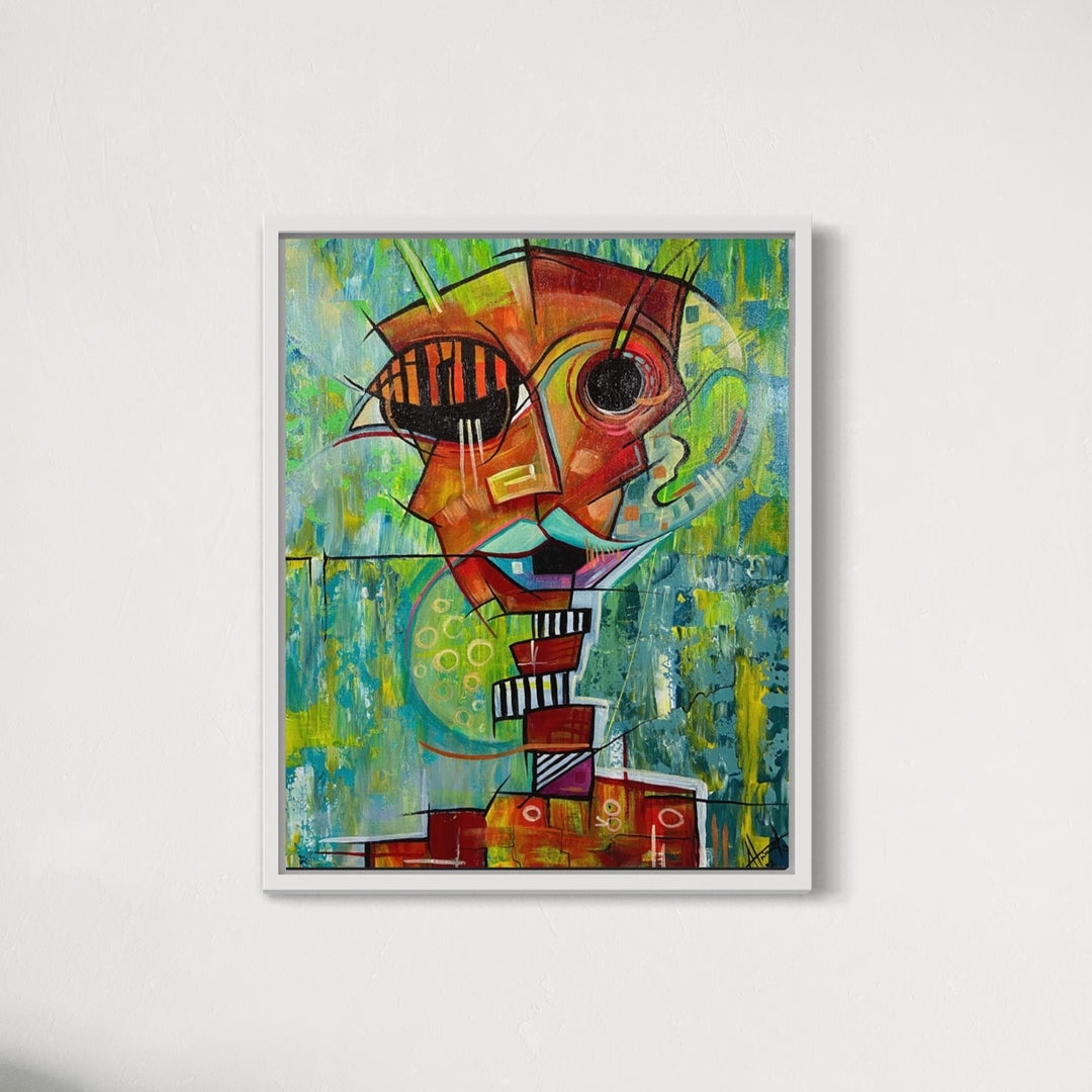 Original contemporary artwork, figurative abstract portrait.