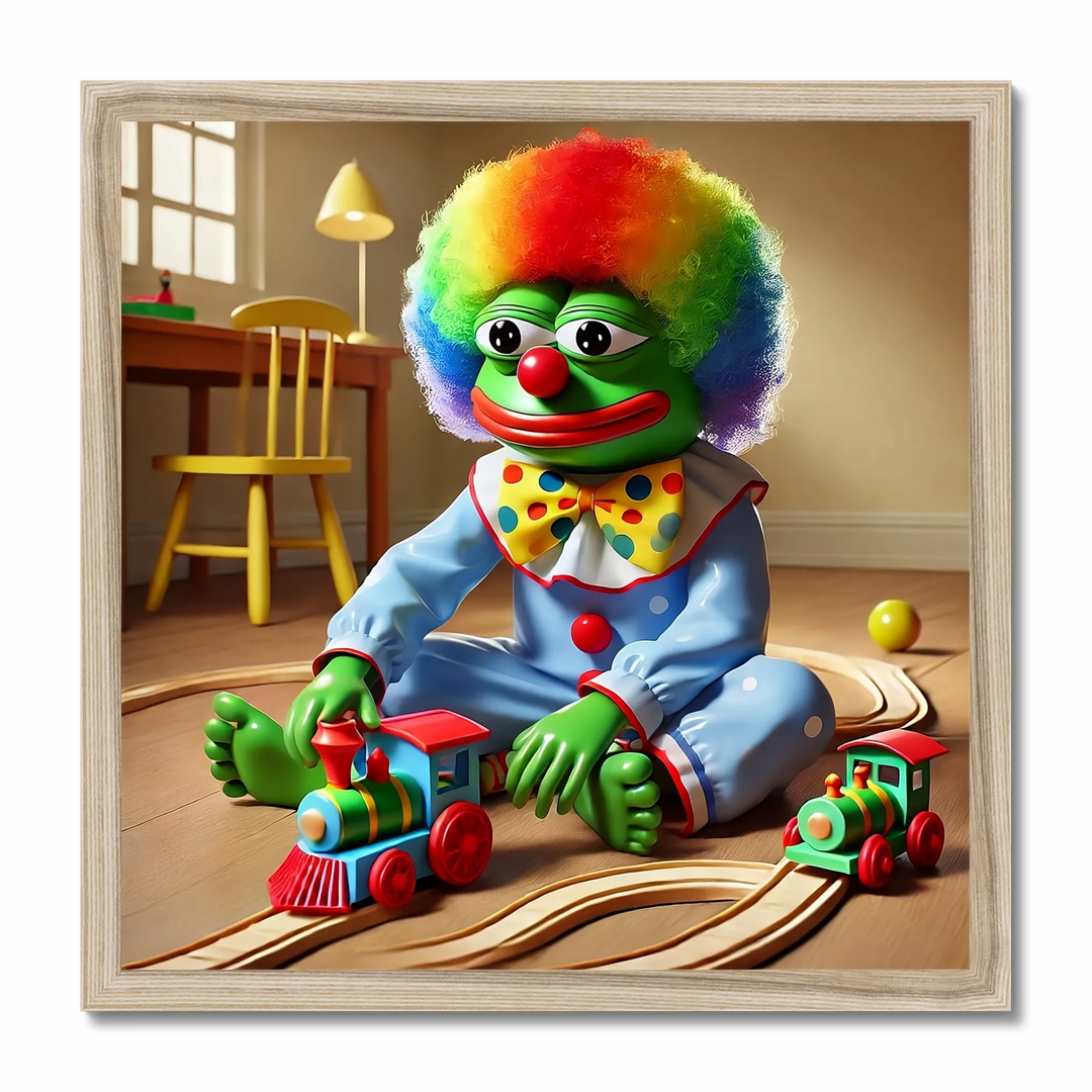 Playful Clown Pepe with Toy Train