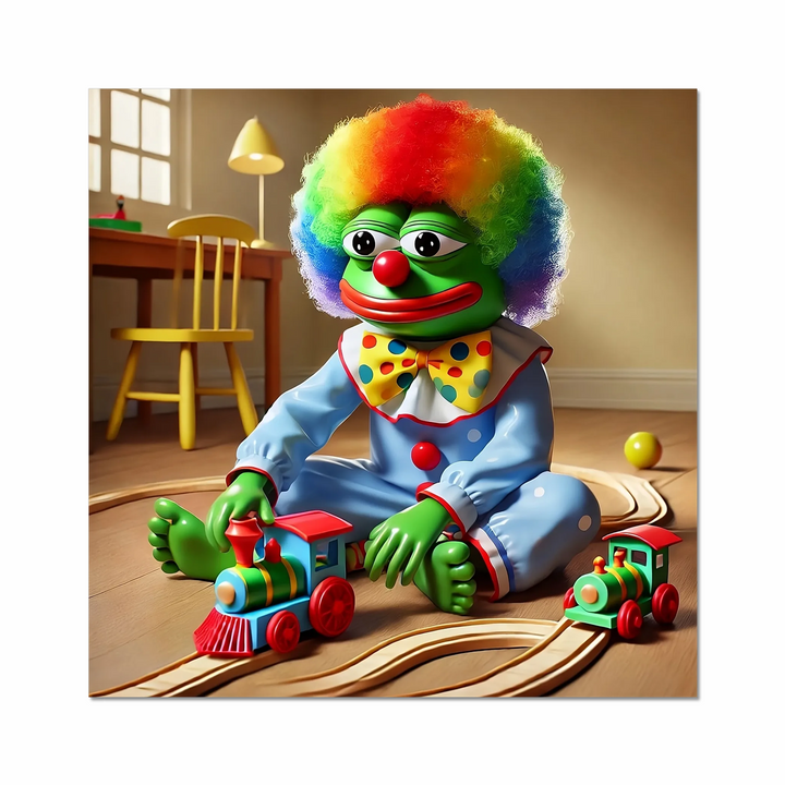 Playful Clown Pepe with Toy Train