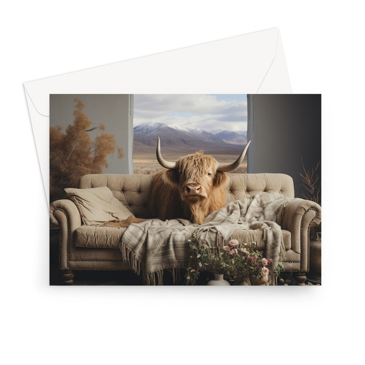 At Home in the Highlands by Senom Greeting Card