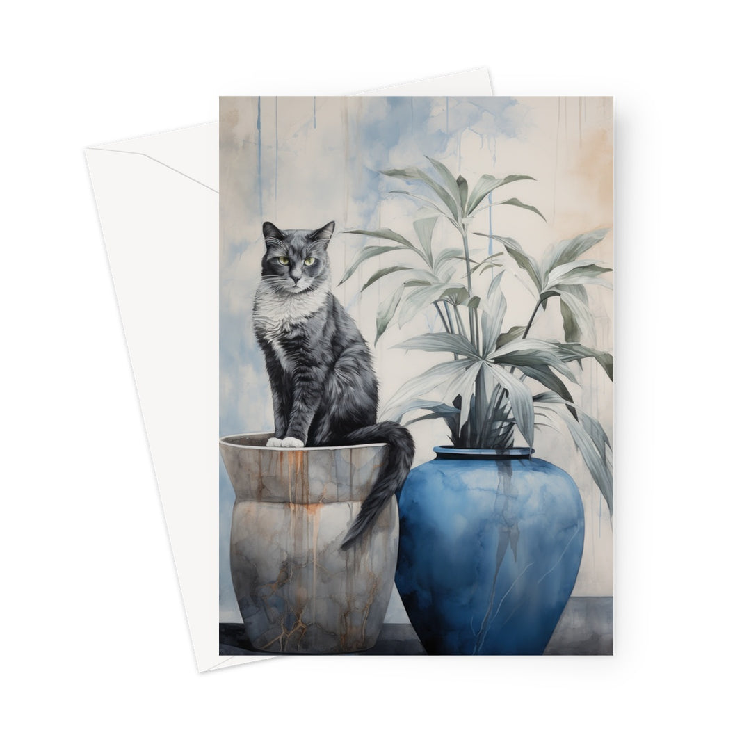 Grey Cat by Boxio3 Greeting Card